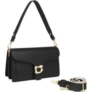 Women Black Imported Leather Trendy Small Cross Body Evening Shoulder Handbag